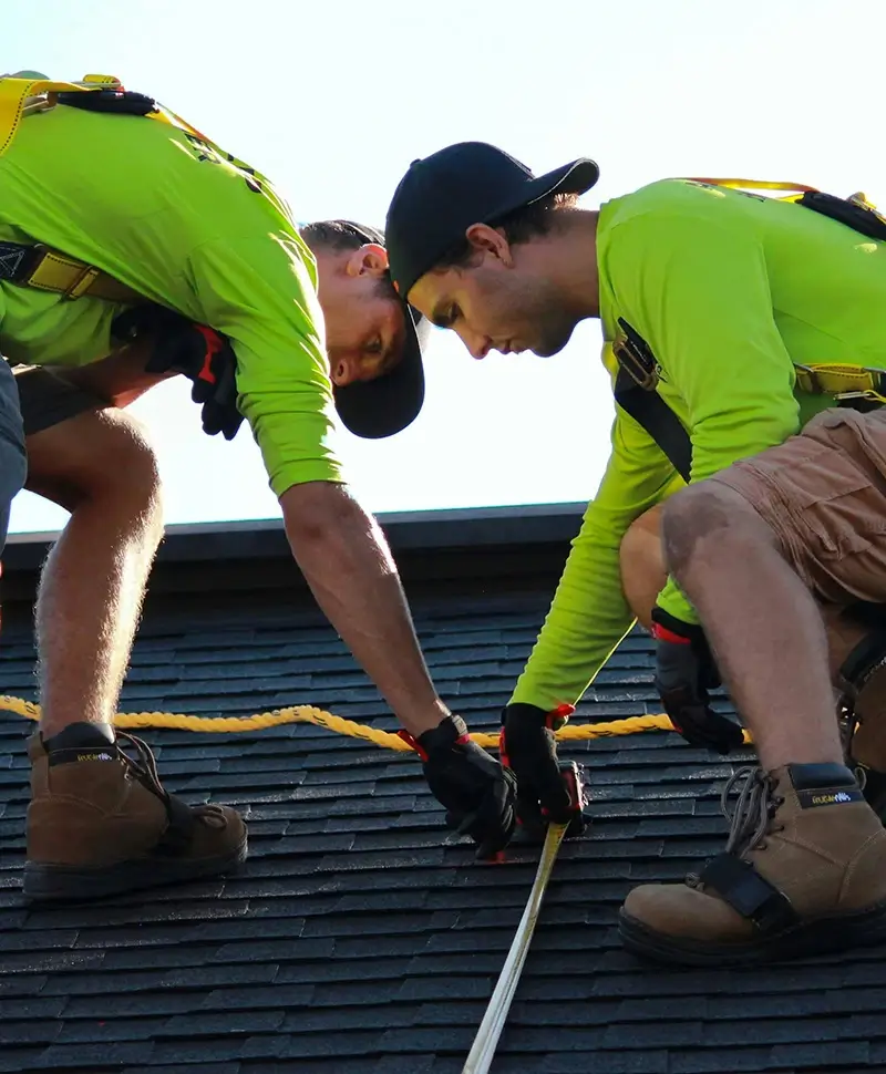 Two men on roof