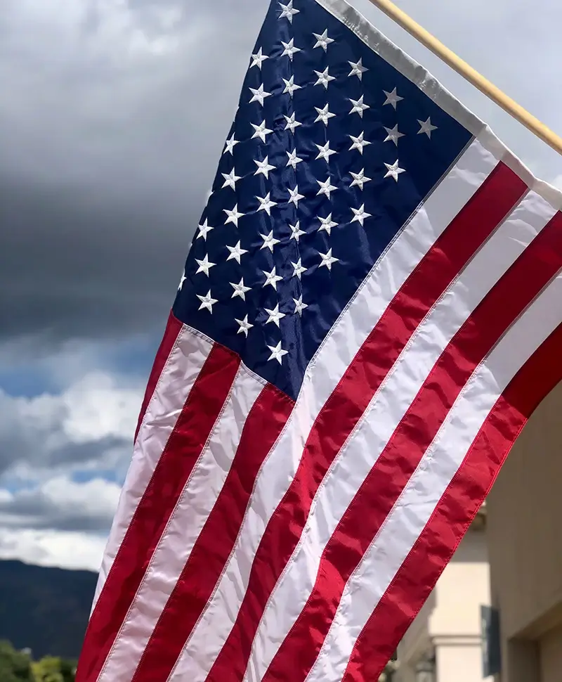 American flag on side of house
