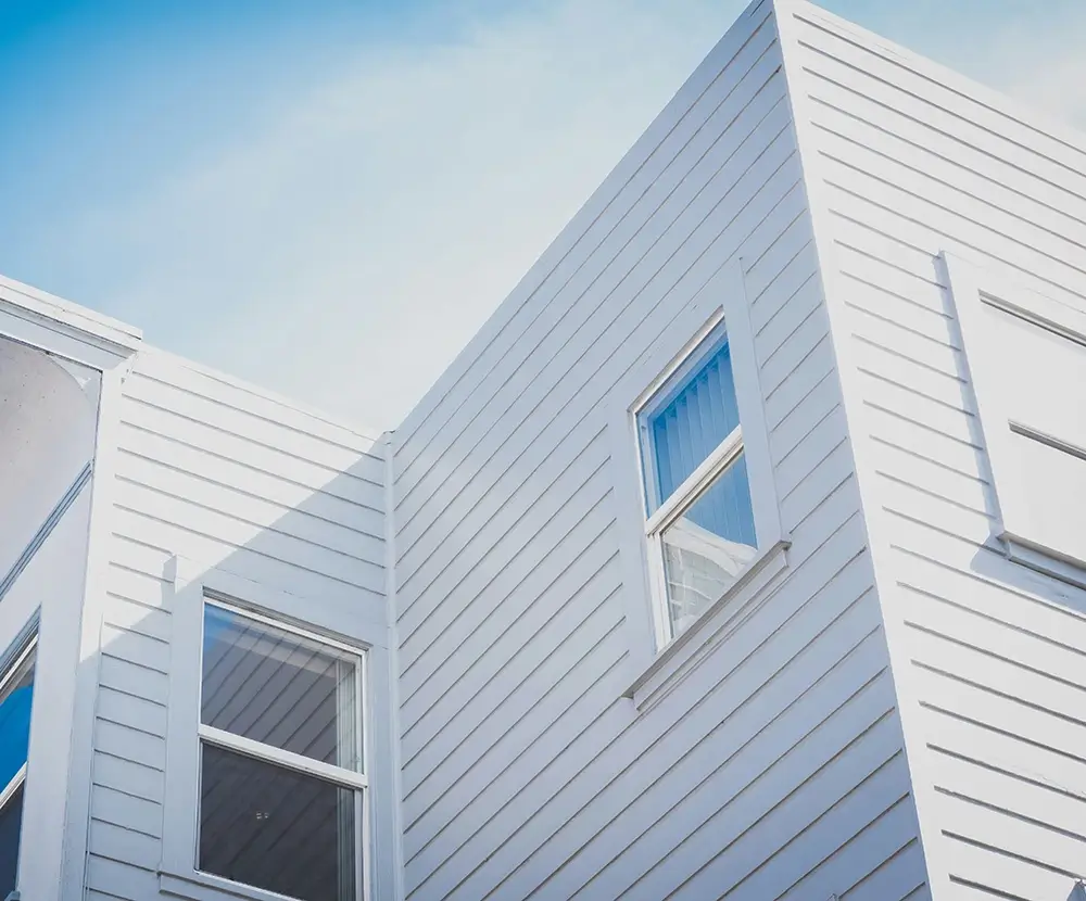 White siding on house