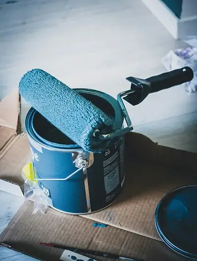 Blue paint roller